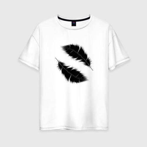 Женская футболка хлопок Oversize Перья из дыма, цвет белый