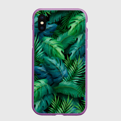 Чехол для iPhone XS Max матовый Green Plants pattern