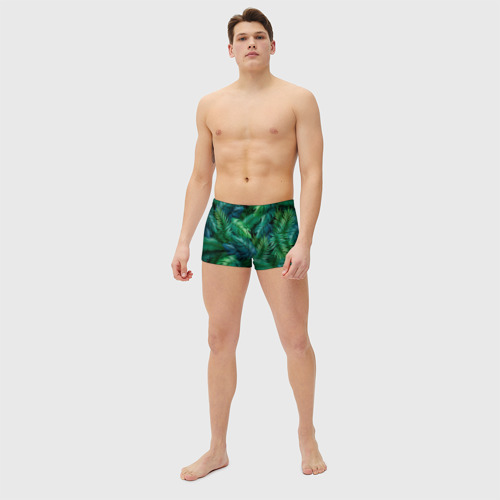 Мужские купальные плавки 3D Green Plants pattern, цвет 3D печать - фото 5