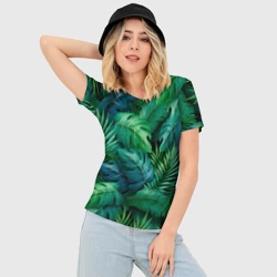 Женская футболка 3D Slim Green Plants pattern - фото 2