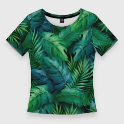 Женская футболка 3D Slim Green Plants pattern