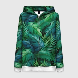 Женская толстовка 3D на молнии Green Plants pattern