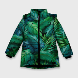 Зимняя куртка для девочек 3D Green plants pattern