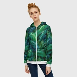 Женская толстовка 3D на молнии Green Plants pattern - фото 2