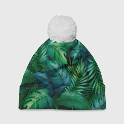 Шапка 3D c помпоном Green Plants pattern