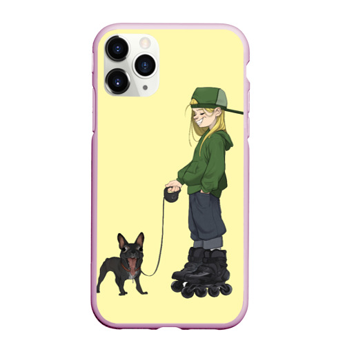 Чехол для iPhone 11 Pro Max матовый Девочка и собака-улыбака, цвет розовый