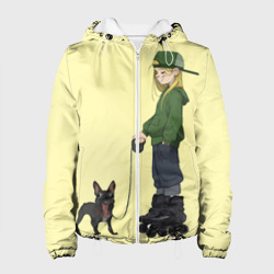 Женская куртка 3D Девочка и собака-улыбака