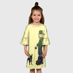 Детское платье 3D Девочка и собака-улыбака - фото 2