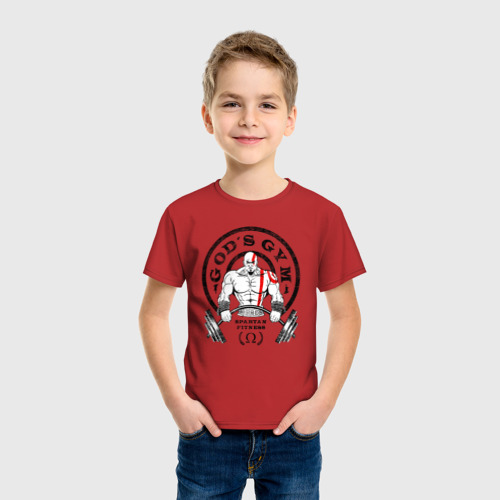 Детская футболка хлопок с принтом Gods GYM, фото на моделе #1