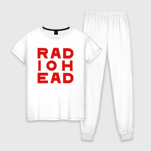 Женская пижама хлопок с принтом Radiohead (большое красное лого), вид спереди #2