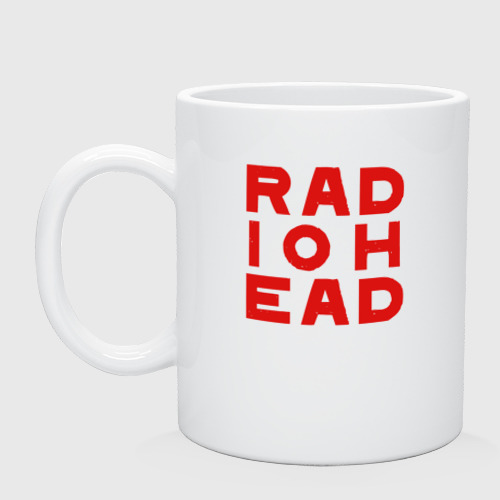 Кружка керамическая с принтом Radiohead (большое красное лого), вид спереди #2