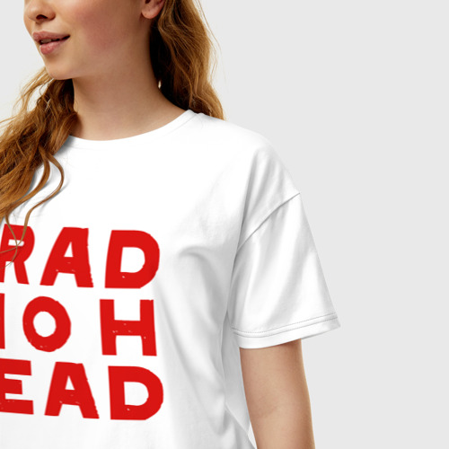 Женская футболка хлопок Oversize Radiohead большое красное лого, цвет белый - фото 3