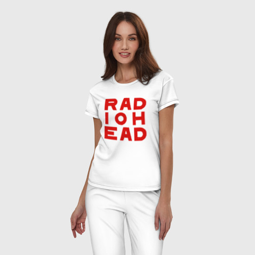 Женская пижама хлопок с принтом Radiohead (большое красное лого), фото на моделе #1