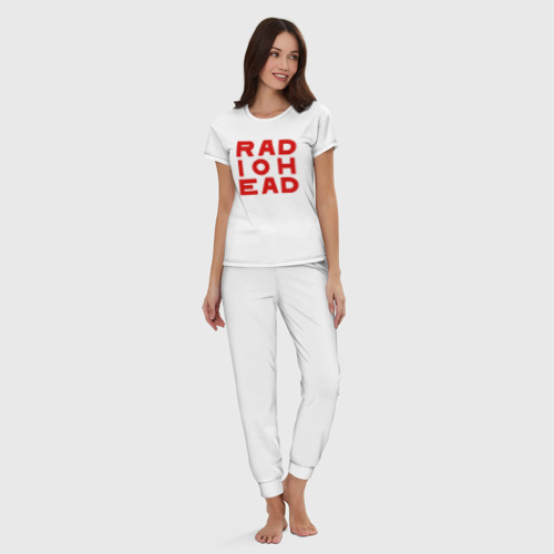Женская пижама хлопок с принтом Radiohead (большое красное лого), вид сбоку #3