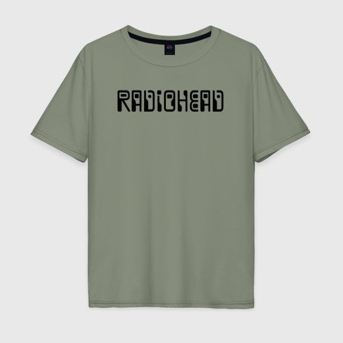 Мужская футболка хлопок Oversize Radiohead черное лого, цвет авокадо