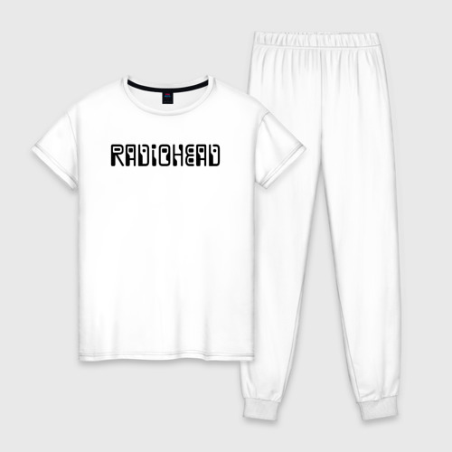 Женская пижама хлопок с принтом Radiohead черное лого, вид спереди #2