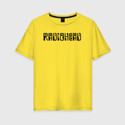 Женская футболка хлопок Oversize Radiohead черное лого