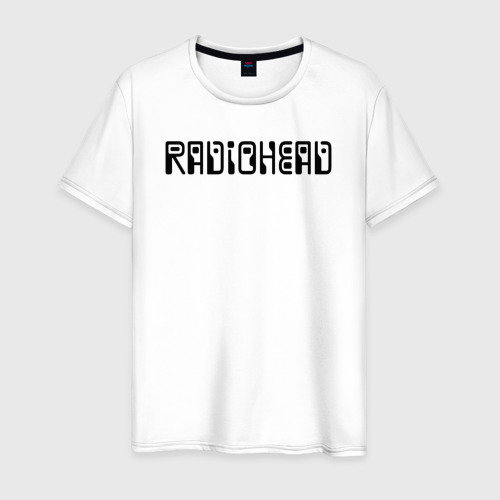 Мужская футболка из хлопка с принтом Radiohead черное лого, вид спереди №1