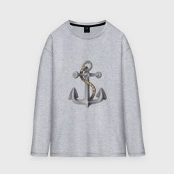 Женский лонгслив oversize хлопок Рисунок якорь