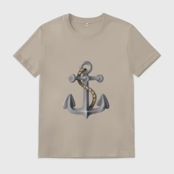Мужская футболка хлопок Рисунок якорь