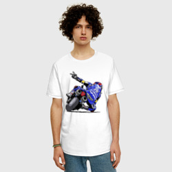 Мужская футболка хлопок Oversize Yamaha racing team Racer - фото 2