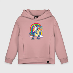 Детское худи Oversize хлопок Корги на динозавре