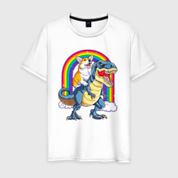 Мужская футболка хлопок Корги на динозавре