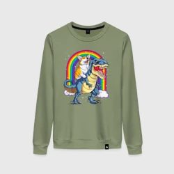 Женский свитшот хлопок Корги на динозавре