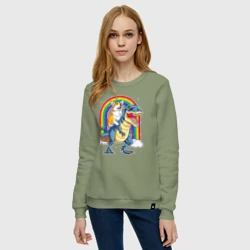 Женский свитшот хлопок Корги на динозавре - фото 2