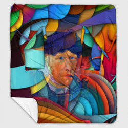 Плед с рукавами Ван Гог / Автопортрет с отрезанным ухом на красочном паттерне / Пост-арт / Van Gogh / Self-portrait with a severed ear on a colorful pattern / Post-art 