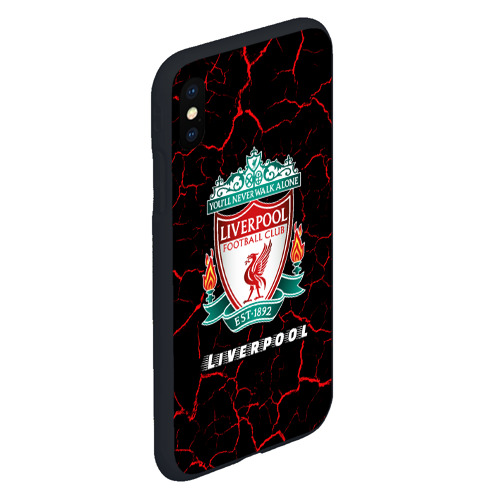 Чехол для iPhone XS Max матовый с принтом ЛИВЕРПУЛЬ | Liverpool | Трещины, вид сбоку #3