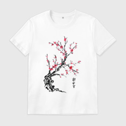 Мужская футболка хлопок Сакура с иероглифами