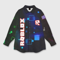 Женская рубашка oversize 3D Roblox неоновые кубики