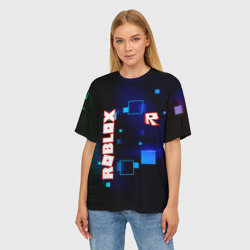 Женская футболка oversize 3D Roblox неоновые кубики - фото 2