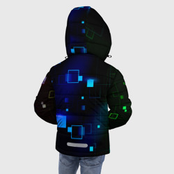 Куртка с принтом Roblox неоновые кубики для любого человека, вид сзади №2. Цвет основы: черный