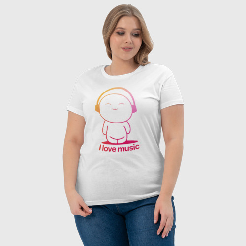 Женская футболка хлопок с принтом Я Люблю Музыку I love Music Цветная, фото #4