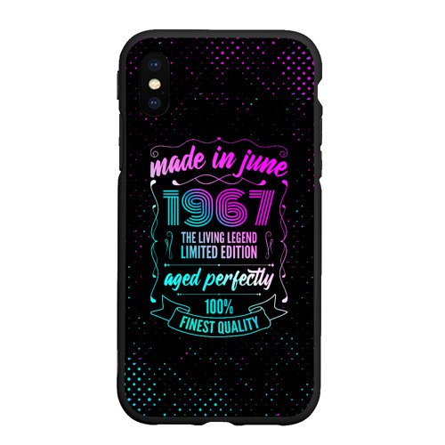 Чехол для iPhone XS Max матовый Made In June 1967 Retro Neon