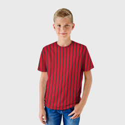 Детская футболка 3D Красно-черный узор в полоску - фото 2