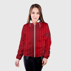 Женская куртка 3D Красно-черный узор в полоску - фото 2