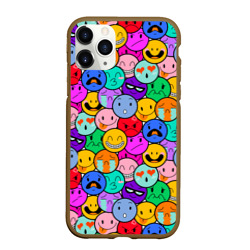 Чехол для iPhone 11 Pro Max матовый Sticker bombing смайлы маленькие