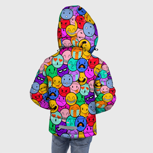 Зимняя куртка для мальчиков 3D Sticker bombing смайлы маленькие, цвет черный - фото 4
