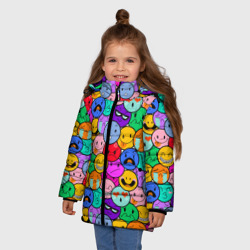 Зимняя куртка для девочек 3D Sticker bombing смайлы маленькие - фото 2