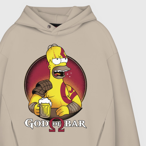 Мужское худи Oversize хлопок Homer god of bar, цвет миндальный - фото 4