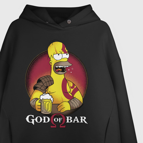 Женское худи Oversize хлопок Homer god of bar, цвет черный - фото 3