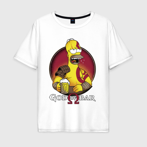 Мужская футболка из хлопка оверсайз с принтом Homer god of bar, вид спереди №1