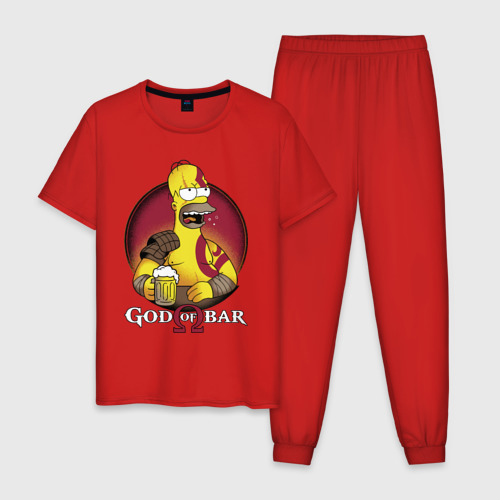 Мужская пижама хлопок Homer god of bar, цвет красный