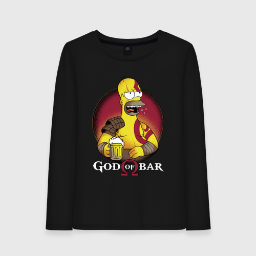 Женский лонгслив хлопок Homer god of bar, цвет черный