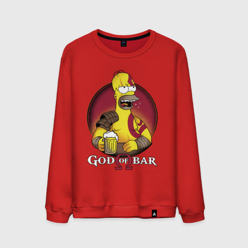 Мужской свитшот хлопок Homer god of bar, цвет красный