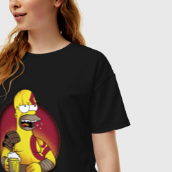 Женская футболка хлопок Oversize Homer god of bar - фото 2