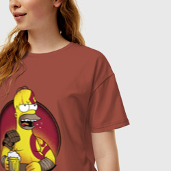 Женская футболка хлопок Oversize Homer god of bar - фото 2